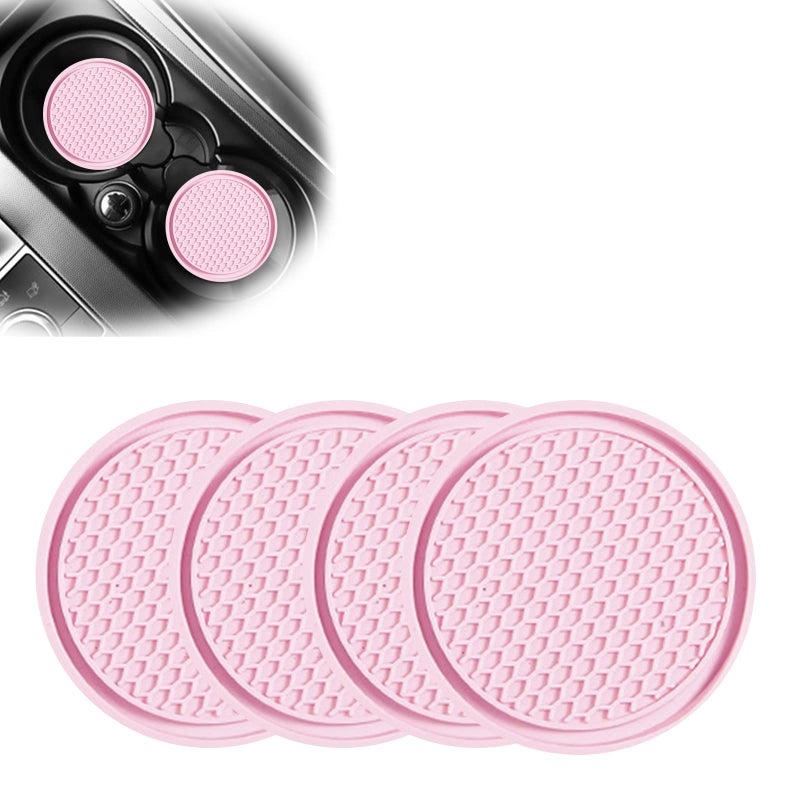 Sodcay 4 PCS Car Cup Holder Inserts  Anti Slip PVC Honeycomb Waterproof Fixed Tea Coasters  Universal for Vehicle Interior Cup Mats (Pink) - Image 1